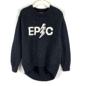 Gap x ED 6-7 kids EPIC long black sweater metallic hi low 0493